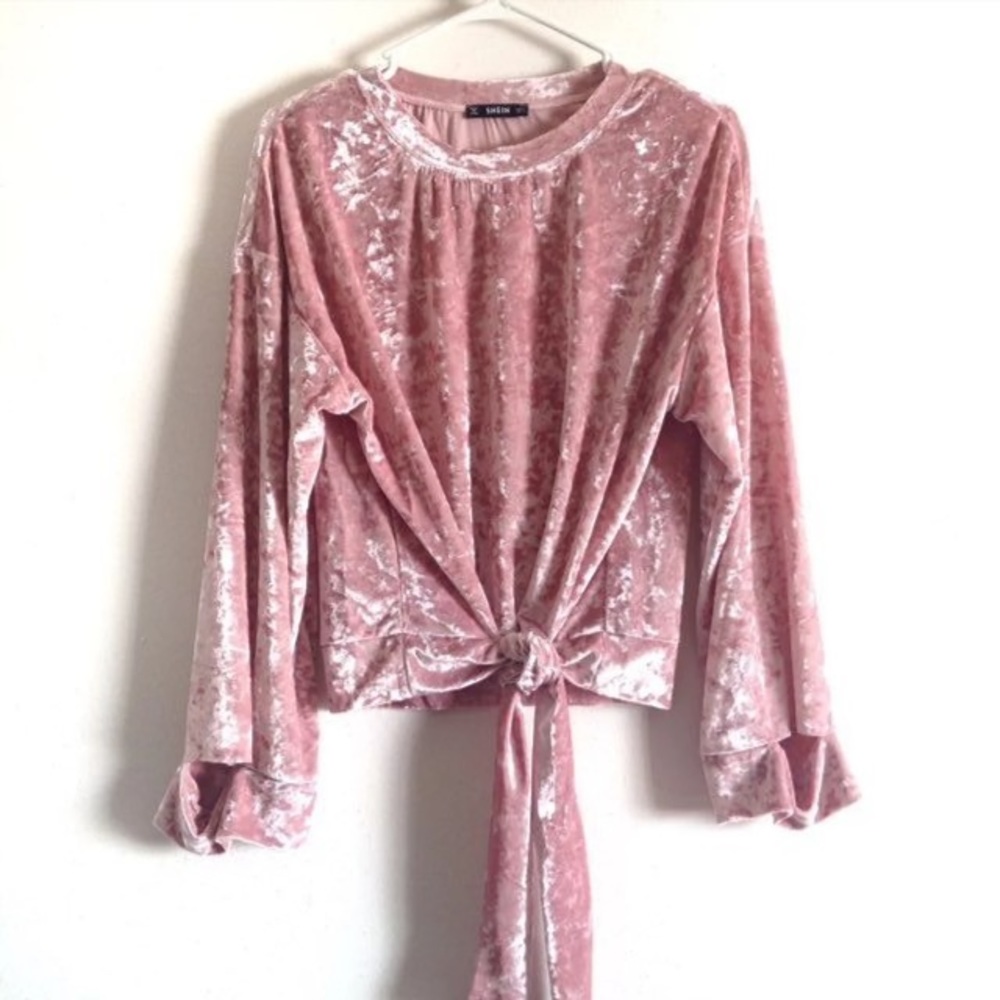 Shein pink velvet top